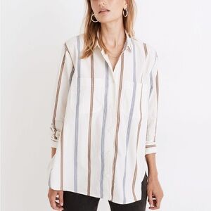 Madewell Oversized Ex-Boyfriend Swing Shirt in Roeser Stripe